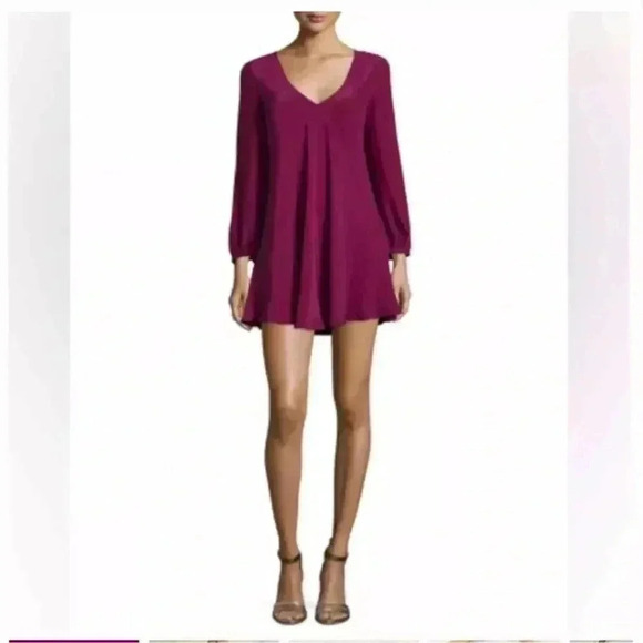 Amanda Uprichard Burgundy Julianna Long Sleeve Mini Dress Size Petite Xsmall - Picture 1 of 10